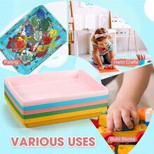 15 Pcs Activity Plastic Art Trays 14.57x 10.63x 1.77 Inch Large Crafts Organizer Serving Storage Tray Kids School Classroom Project Painting Home Organizing Supply (Pastel) - Pastel - View 4