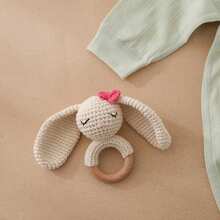 Handmade Crochet Big Ear Rabbit Rattle, Baby Rattle Toy, Attracts Baby's Attention, Infant Parent-Child Interaction Toy, Built-In Bell, 3D Cute, Rich Details, Newborn Commemorative Gift, Easter Gift, Halloween Gift - Multicolor - View 2