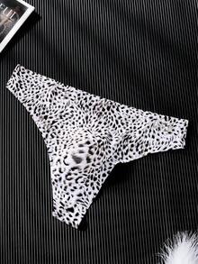 5pcs/Pack Men's 3D Sexy Letter Leopard & Zebra Animal Print Ice Silk Seamless Thong Underwear - Multicolor - View 13