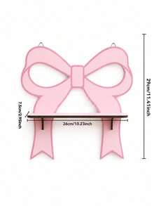 1pc Pink Bow Floating Wall-Mounted Display Shelf, Sweet Girl Style Wall Storage Rack, Girly Bow Outline Hanging Decorative Shelf, Soft Cute Bedroom Vanity Accessory Storage Rack, Adorable Bow Shaped Floating Wall Shelf, Vanity Fragrance Jewelry Display Rack, Macaron Sweet Style Wall Decor Shelf, Bathroom Cosmetic Small Wall Storage Rack, Bow Hanging Display Shelf, Atmospheric Home Decor Floating Wall Shelf, Girls Bedroom Decorative Bow Shaped Hanging Rack, Entryway Mini Decorative Wall Display Storage Rack - Multicolor - View 5