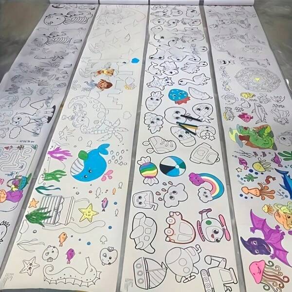bandai 5 rouleaux de peinture créative de gribouillage (motifs aléatoires), convient aux enfants de 3 ans et plus et aux adolescents pour la peinture DIY, designs d'animaux / fruits / objets pour inspirer la créativité artistique, cadeau de vacances parfait, jouet de peinture éducatif pour l'éducation précoce