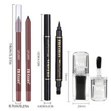 Fit Colors 3Pcs Goth Makeup Set, Double-Ended Heart Stamp Eyeliner Pen + Lip Liner + Black Lip Tint, Dark Gothic Halloween Costume Makeup Kit - Multicolor - View 7