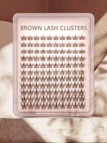 Brown Natural Thin Eyelash Clusters, Anime Style Eyelash Clusters, Spiky Eyelash Extensions, C Curl Single Eyelash Extensions, Spiky Single Eyelash Extensions, 10-16mm Flat Base Eyelash Clusters, DIY Home False Eyelashes 110pcs - D - View 3