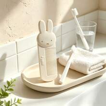 1件 Miffy 兔子造型便攜梳子 平滑齒梳 迷你日常理髮工具 溫和頭皮按摩梳 適合日常化妝與造型 簡約奶油色卡哇兔頭梳 送女友日常護髮用品 - 彩色 - 查看 2