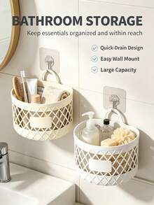 2pcs Hanging Storage Baskets, Multi-Functional Hanging Storage Rack, Miscellaneous Items Basket, Space-Saving, Suitable For Bedroom, Living Room, Bathroom, Kitchen, Essential Bathroom Accessories, Wedding Season, Graduation Season, Back To School Season Gifts, Wall Storage, Dorm Storage, Toiletries Storage - Multicolor - View 2