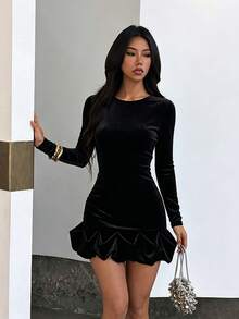 Fall, Elegant Party Dresses, Sexy Waist Beach Dresses, Vacation Outfits For Women, Back To School, Weddings, Birthday Dresses, Holidays - Black - View 3