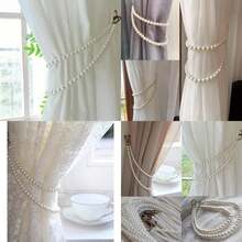 Set Of 2 Curtain Tie Backs, Elegant Pearl Tiebacks, Handmade Window Treatment, Classical Romantic Style Decor Accessories - Whitestyle2 - View 1