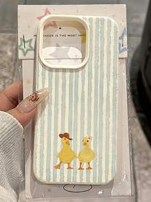 1 buah Casing Ponsel TPU Tahan Guncangan Minimalis Motif Bebek Barat Bergaris Putih, Kompatibel dengan Apple 17 16 15 14 13 12 11 Pro Max - MultiWarna - View 18