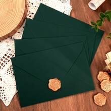 50pcs High-Quality Tactile Green Envelopes, Wedding Invitation Cards, Western Business Invitation Letters, Premium Touch, Halloween, Christmas, Party Decoration, Envelope Cardstock, High-Quality Envelopes, Friend Gift Cards, VIP Invitation Letters, Deep Green Envelopes - Dark Green - View 2