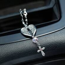 Vintage Angel Feather Cross Pendant, Car Hanging Chain Design, Steering Wheel Decoration, Personalized Interior Accessory - Wing Cross Pendant - View 7