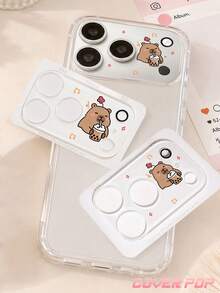 1pc Cute Cartoon Capybara Pattern Lens Protector Film, Compatible With Apple 17 Pro/17 Pro Max/18 Pro/18 Pro Max Models, Full Coverage Rear Camera Protection, Scratch-Resistant And Wear-Resistant, Easy Installation. - Clear - View 3