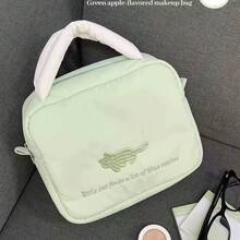 1pc Cute Apple Handheld Makeup Bag, Convenient Large Capacity Partitioned Skincare & Toiletry Bag, Travel Storage Bag, Multi-Functional Student Class & Commute Tote Bag - A - View 4