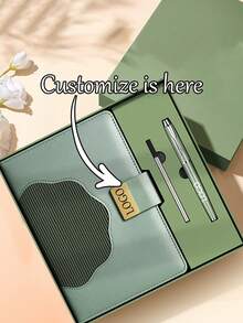 1 Set Caja de Regalo Personalizada con Cuaderno de Negocios y Bolígrafo, Diario de Reuniones de Oficina A5, Marcador de Posición, Libro de Registro de Estudiante con Logo Personalizado, Set de Regalo Personal, Útiles Escolares - Multicolor - Ver 10