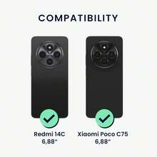 Poco C75, 14C Phone Case, With Camera Protection, Slim Shockproof Flexible Black Matte Soft Silicone Protective Cover - Black - View 3