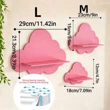 Bohemian Floating Shelf, Unique Wooden Wave Cloud Shaped Wall Mounted Shelf, Suitable For Various Room Types, Cute Decorative Design, Exquisite Room Decor For Girls - Cloud Wall Shelf - View 7