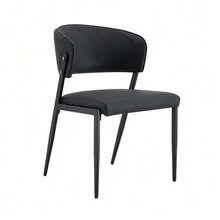 Dining Chair Set Of 2 Modern Upholstered With Metal Frame, Ergonomic Backrest - 黑色 - 查看 6