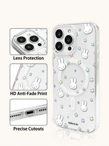 Miniso Custodia per telefono Miffy trasparente con ricarica magnetica senza fili, regalo per le vacanze, antiscivolo, antiurto, anti-impronte, serie Android Galaxy S22 S23 S24 S25 S26, Apple 17 17Air 17Pro 17ProMax 11 12 13 14 15 16Pro 16ProMax 14Plus 15Plus 16Plus 16Pro 16ProMax XR - Trasparente - Visualizzare 3
