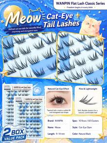 رموش صناعية علوية مقسمة من سلسلة Flat Lash Classic بتصميم عين القطة، أسود طبيعي وخفيف الوزن، بطول 9-14 ملم، انحناء C، مناسبة للجفون، بأسلوب أوروبي وأمريكي طبيعي شفاف، قابلة للتطبيق بشكل مقسم - مشاهدة 5