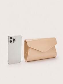 REMANLAND Luxury Solid Color New Women's Clutch Bag, Charming Fashion Flap Party Evening Bag, Perfect Wallet Design, Built-In Hidden Card Slot Compartment, Detachable Metal Chain Shoulder Strap, Suitable For Party, Evening, Gathering, Wedding And Other Occasions. - Khaki - View 7