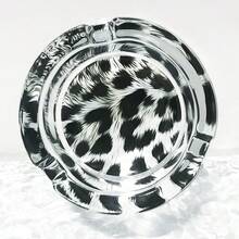 創意黑白豹紋玻璃菸灰缸，3.34英吋圓形迷你裝飾居家擺飾菸灰缸禮物 - 彩色的 - 查看 7