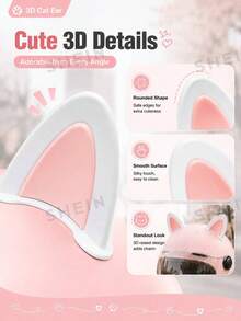 2pcs 3D Cute Cat Ear Helmet Decorations - Colorful Cartoon Animal Accessories Suitable For Motorcycle, Electric Bicycle, Moped, Bicycle Helmets, Fun And Fashionable Headwear - A - View 6