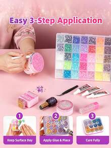 Approx. 33,600pcs 1 Box 42 Colors Rhinestone Nail Art Decoration, 3MM Resin Flat Back Rhinestones, Suitable For Nail Art Accessories, Clothing Hat Accessories, Eyewear Decoration And Other Fabric DIY Decorations - Multicolor - View 4