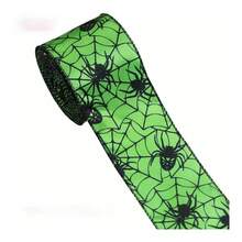 1pc 5yd Halloween Pumpkin Gift Ribbon, Spider Print Packaging Ribbon, Suitable For Wreaths, Bows, Autumn Party Decor - Multiple Styles - View 9