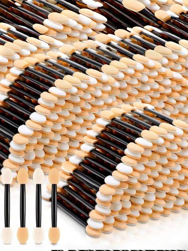 200/100/50 piezas Pinceles de esponja de doble punta para arte de uñas con diseño degradado, pinceles de esponja decorados con strass para sostener con la mano, pinceles de doble punta para sombras de ojos, adecuados para herramientas de maquillaje de ojos y herramientas de arte de uñas