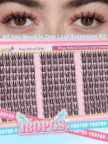 FQBFQB 180pcs Lash Clusters Cluster Eyelash Extensions, 10-16mm Mix Lash Clusters For Beginner Suitable For DIY 3D Effect For Daily Wear & Party, Home, Travel & Music Festivals - D - View 1