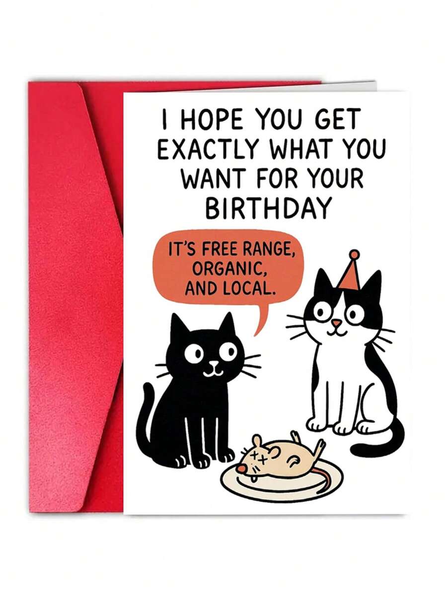 1Pc Funny Cat Birthday Card For Men & Women Perfect For Mum And Dad - View 1