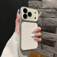 1pc Instant Large Window Phone Case Compatible With Iphone 17 Pro, Apple 16 Pro, Polka Dot 15 Pro/14 Pro - White - View 3