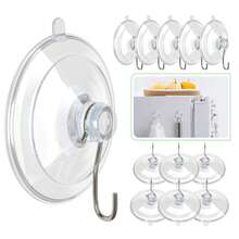 5 Pcs Suction Cup Hooks, Clear Suction Cups With Metal Hooks, Small, 1.77 Inch, Clear Invisible Design, Removable And Reusable, Fits For Smooth Flat Surfaces - Multicolor - View 9