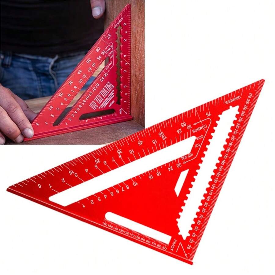 12 Inch Woodworking Triangle Ruler, Woodworking Angle Measuring Tool, Aluminum Alloy Scale Ruler With Angle Protractor And Metric Scale, Durable Metal Construction, Suitable For Home Decor And Design Projects