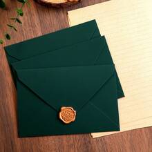 50pcs High-Quality Tactile Green Envelopes, Wedding Invitation Cards, Western Business Invitation Letters, Premium Touch, Halloween, Christmas, Party Decoration, Envelope Cardstock, High-Quality Envelopes, Friend Gift Cards, VIP Invitation Letters, Deep Green Envelopes - Dark Green - View 4
