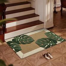 1pc Green Leaf Pattern Design Microfiber Bath Rug,Non-Slip And Soft Bathroom Mat,Doormat, Water Absorption Mat,Machine Washable,Low Pile,TPR Backing,Knit Fabric,ForBedroom,Kitchen,Entryway,Indoor Use,Accessories & Home Decor, Perfect New Home Gift. - Multicolor - View 8