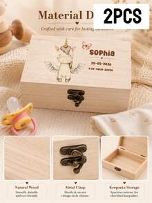 Custom Wooden Memory Box, Cute Animal Theme Keepsake Storage Box, Personalized Name Date Gift For Home Decor, Customized Birthday Anniversary Present, Customizable Name Christmas Holiday Keepsake For Family, Teachers' Day - Style a - View 12