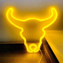 1pc Bull Head Neon Sign Battery Or USB Powered, LED Light Desktop And Wall Decor, Bull Head Size 28x25cm Approx 11x9.9in Suitable For Bedroom, Room, Bedroom, Hallway, Bar, Birthday Party, Wedding, Proposal, Valentine's Day, Mother's Day, Children's Day, Halloween, Christmas And Other Holiday Decorations And Gifts, Men's Game Room Background Decor Light - White - View 4
