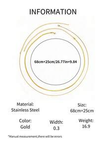 2PS Stainless Steel Gold Round Flat Snake Chain Sexy Waist Chain, Hot Girl Beach Vacation Low Waist Jeans Versatile Accessory - Gold - View 3