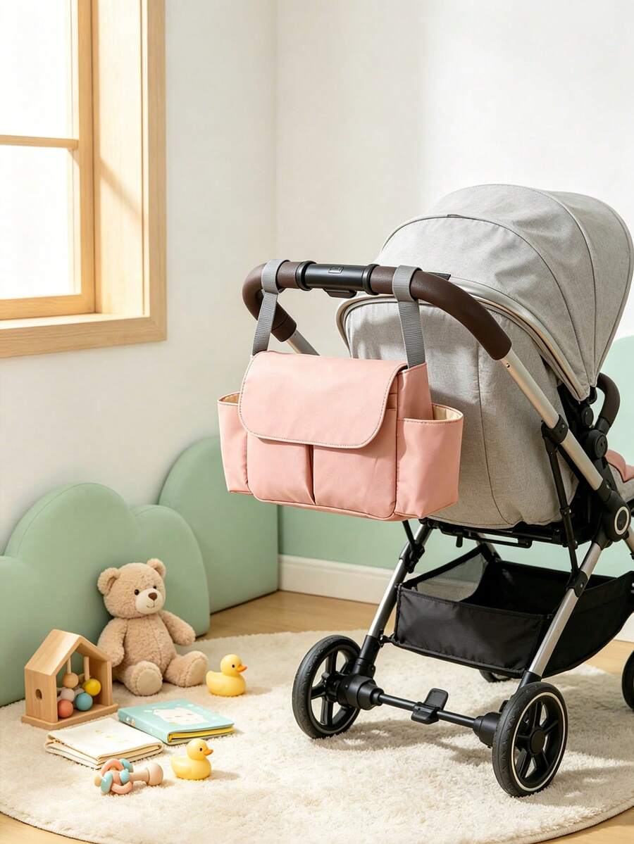 Multifunctional Stroller Hanging Bag, Large Capacity Baby Storage Bag, Diaper And Bottle Organizer For Travel - Multicolor - View 1