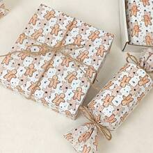 60/30/10 Sheets Christmas Gingerbread Man Pattern Tissue Paper (50 X 35cm) - Gingerbread Man & Polka Dot Design, Suitable For Gift Wrapping, Fragile Item Protection And Holiday Decoration (Includes Candy Cane Stripe, Blue Star Styles); Perfect For Holiday Gift Wrapping, Party Planning And Holiday Decoration Arrangement. - Multicolor - View 5