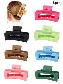 5 pezzi Fermagli per capelli quadrati minimalisti di colore solido opaco, Fermagli per capelli premium cavi per la parte posteriore della testa, bagno, semi-raccolti, coda alta, fermagli per capelli senza tracce, adatti per uscite, sport, shopping, vacanze, esibizioni, tè pomeridiano, accessori per capelli versatili, regalo pratico per San Valentino, ritorno a scuola, anniversario - Multicolore - Visualizzare 15