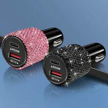 Bling Bling Car Charger, Diamond 3-In-1 Retractable Charging Cable, USB Charging Cable, Fast Charging, Cute 3-In-1 Fast Charging Cable, Suitable For Women, Compatible With Smartphones, Dashcam, GPS, Perfect Gift For Holidays/Birthdays - Multicolor - View 88