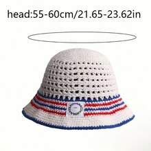 Korean Style Striped Women's Bucket Hat, Summer Versatile Hollow Out Breathable Sun Protection Hat, Suitable For Spring And Summer, Casual Outdoor Hat - Multiple Styles - View 5