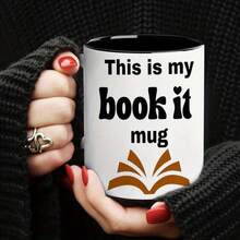 Mug Kopi Dua Warna "Book It Book Lover", Cangkir Keramik Bergambar Buku Terbuka dengan Teks Hati, Hadiah Lucu untuk Pecinta Buku dan Perpustakaan, Mug Porselen 11oz untuk Minuman Panas dan Dingin - MultiWarna - View 2
