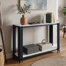 Modern Console Table With 2 Shelves, Hallway Table In White Marble Look, Slim Table For The Entryway, Decorative Table For Living Room, Hallway And Bedroom – H80/W123.5/D33.5 Cm - 黑色 - 查看 4