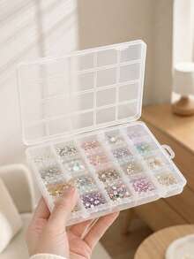1pc 20-Compartment Multi-Purpose Transparent Storage Box, Mini Clear Bead Jewelry Box, Stackable Desktop Display Box With Hinged Lid, Rectangular Clear Craft Supplies Box, For Organizing Collectibles, Small Items Or Loose Objects, Desktop Organizer, Ring Box, Necklace Box, Medicine And Personal Care Storage, Detachable, Dust-Proof - Multicolor - View 2