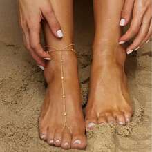 1 buah Gelang Kaki Jari Kaki Wanita Gaya Liburan Bohemian Pantai Dua Lapis Bertumpuk dari Baja Tahan Karat Emas, Dapat Dipersonalisasi - Emas - View 5
