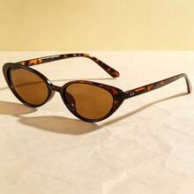 1 par de gafas de moda con marco de ojo de gato y estampado de leopardo para mujer, estilo bohemio, adecuado como accesorio para vacaciones, viajes y playa - carey - Ver 2