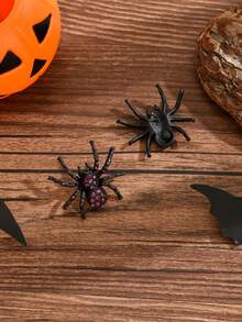 1 Pair Halloween Punk Style Spider Earrings With Purple Glass Gemstone - Spider - View 3