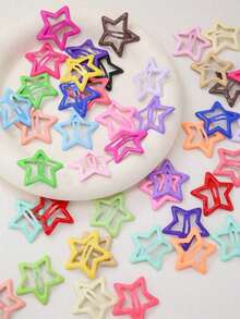 25/50/80入 隨機顏色星星髮夾 Y2K風格女孩兒童日常派對髮飾 生日禮物 聖誕禮物 - 彩色 - 查看 3